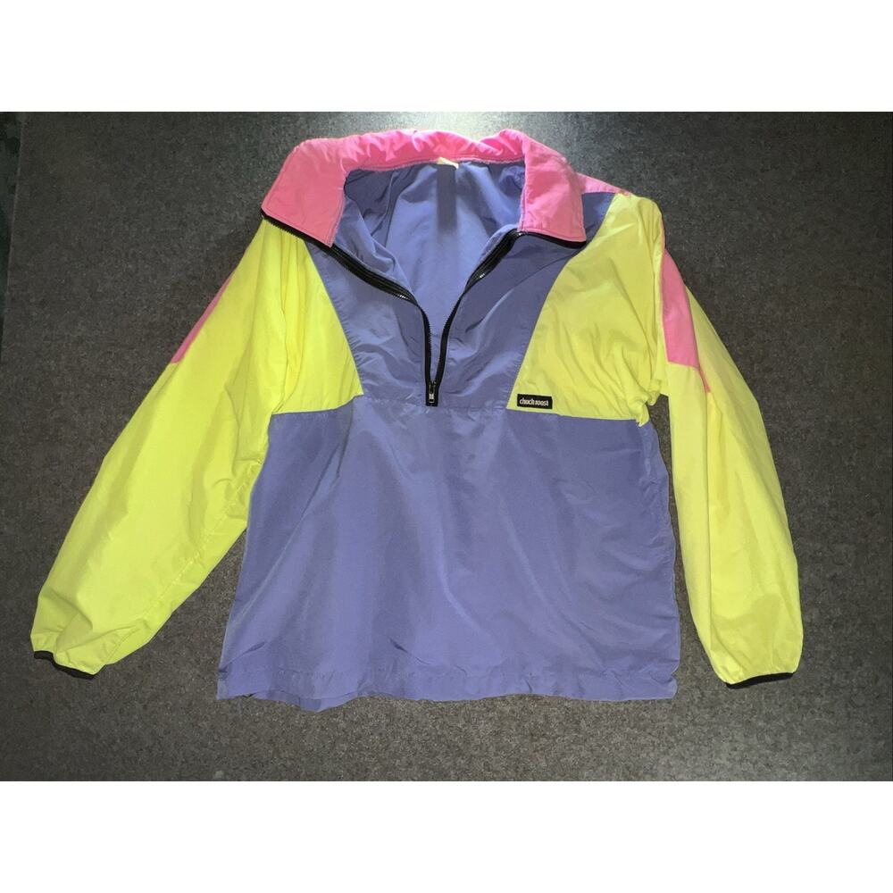Vintage Chuck Roast Retro 80s Neon Colorblock Ski Jacket Windbreaker Size Large